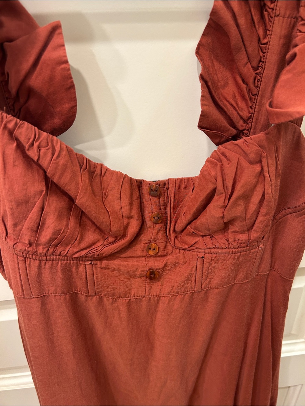 Farm Rio Ruffle Strap Maxi Dress in Rust - Picture 6 of 10